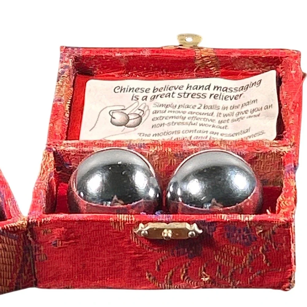 Chinese Baoding Balls Chrome Stress Relief Chime Spheres Meditation Holistic Zen